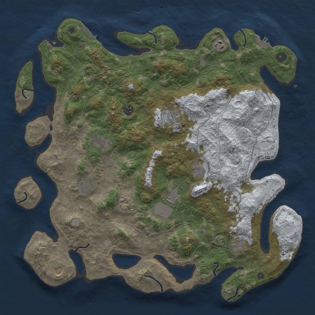 Rust Map: Procedural Map, Size: 4600, Seed: 1318549, 20 Monuments