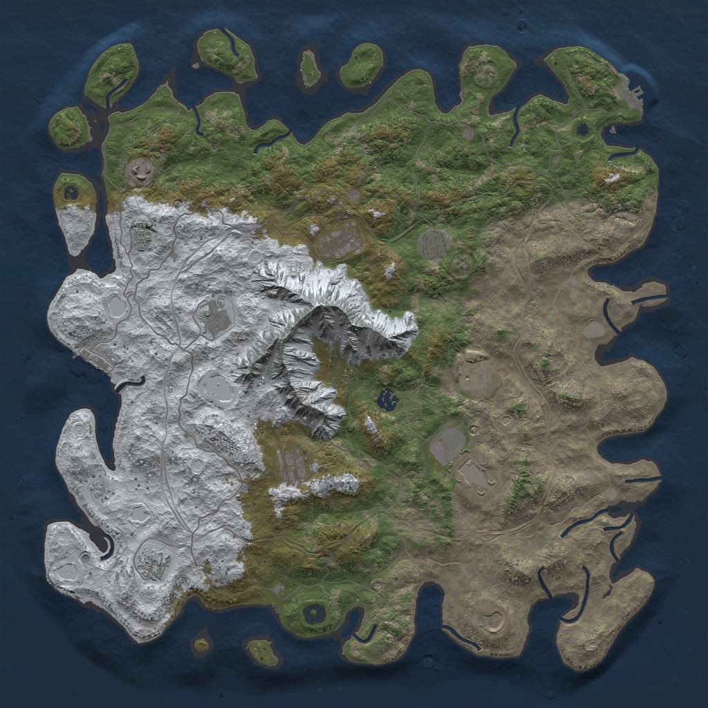Rust Map: Procedural Map, Size: 5000, Seed: 1686853210, 20 Monuments