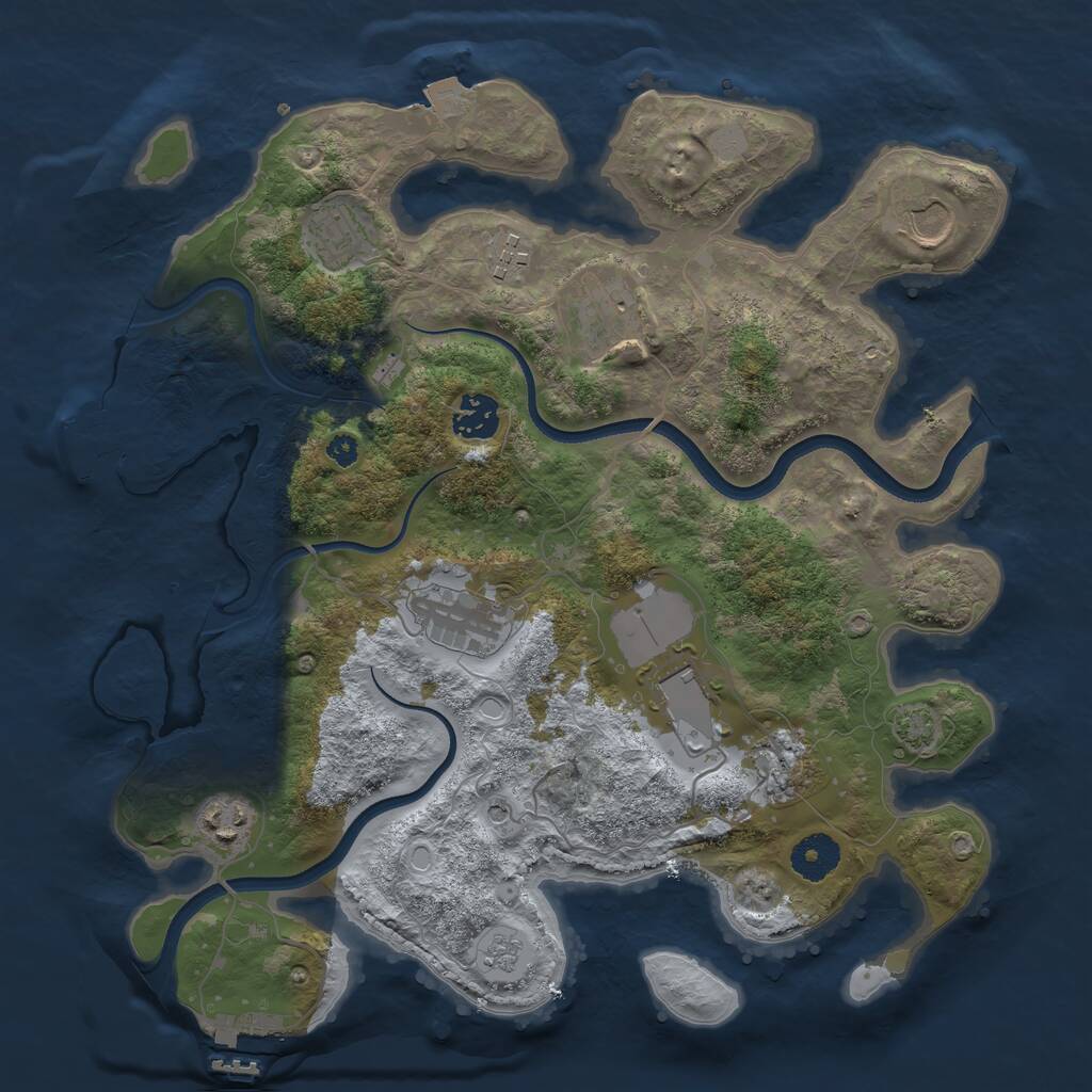 Rust Map: Procedural Map, Size: 3500, Seed: 915228476, 15 Monuments