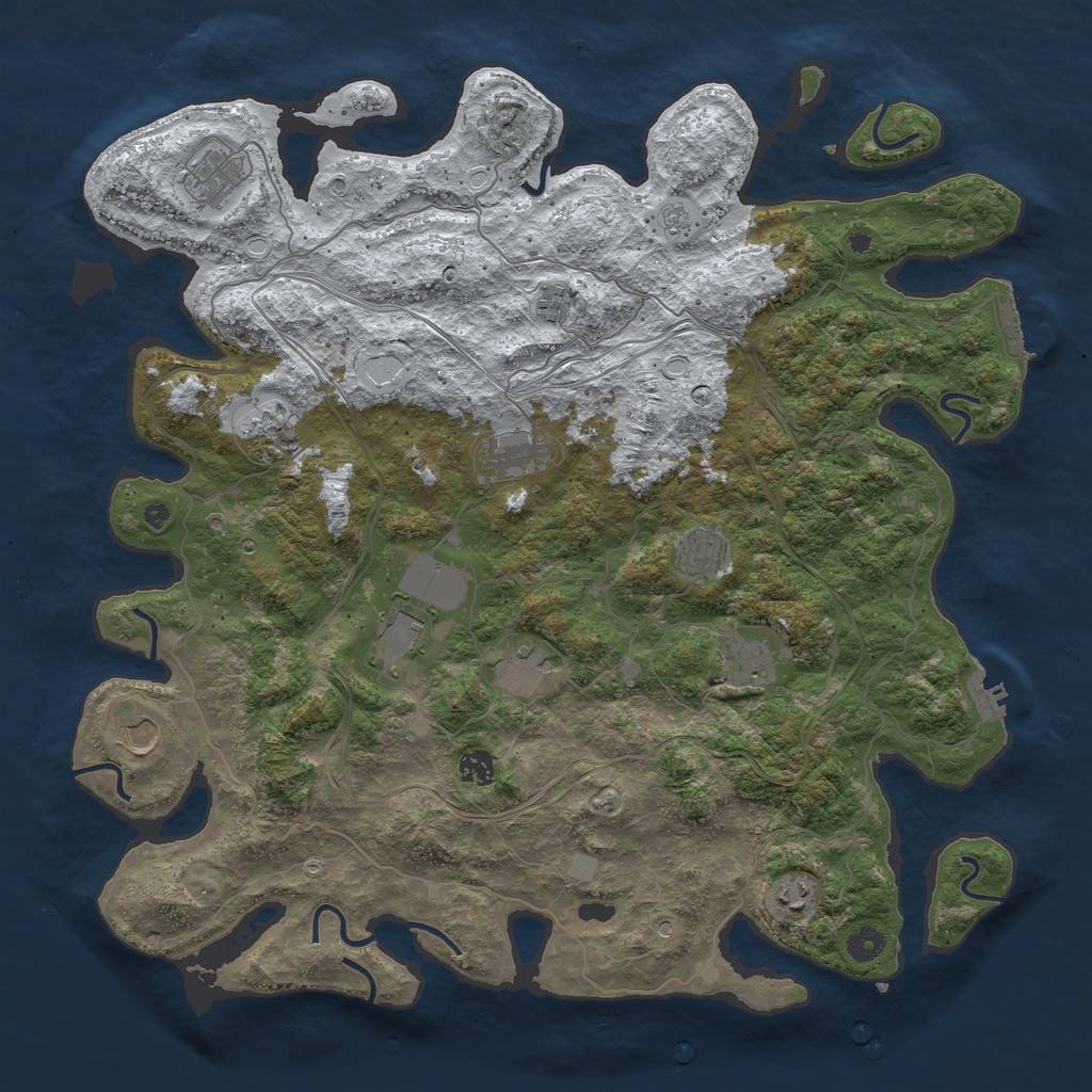 Rust Map: Procedural Map, Size: 4500, Seed: 694301638, 20 Monuments