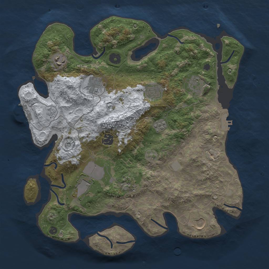 Rust Map: Procedural Map, Size: 3500, Seed: 1065871753, 18 Monuments