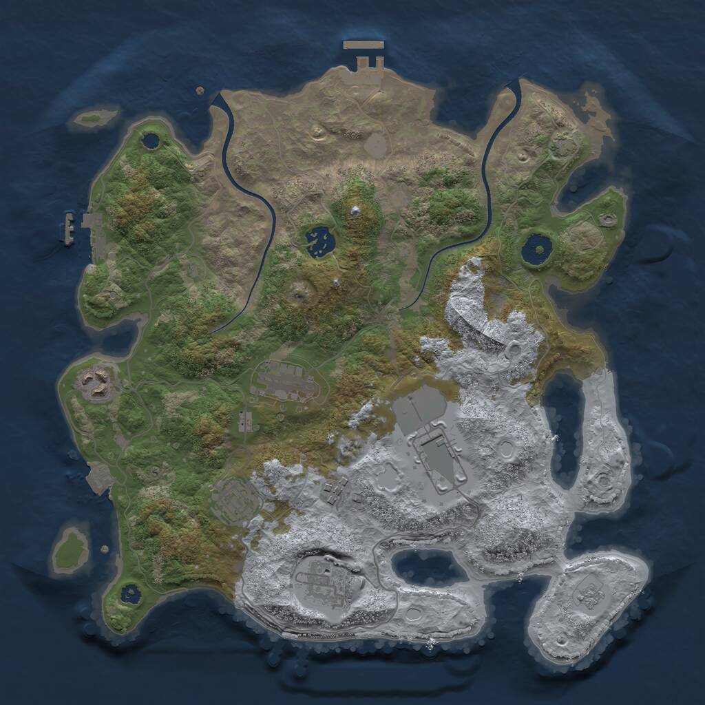 Rust Map: Procedural Map, Size: 3500, Seed: 77227771, 12 Monuments