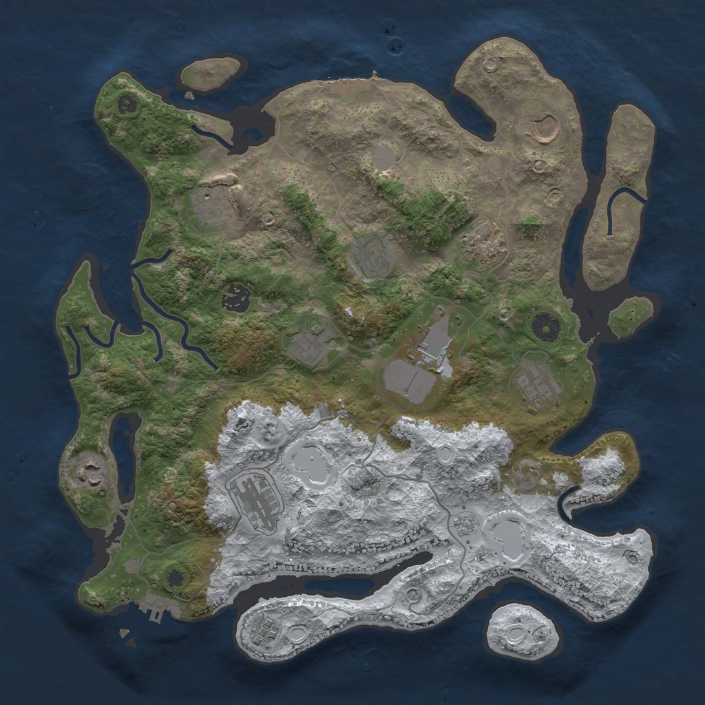 Rust Map: Procedural Map, Size: 3700, Seed: 1924016672, 20 Monuments
