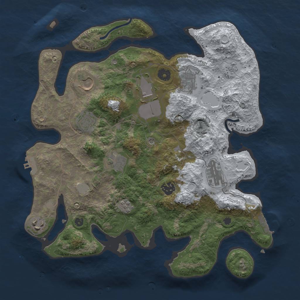 Rust Map: Procedural Map, Size: 3500, Seed: 1717225940, 18 Monuments