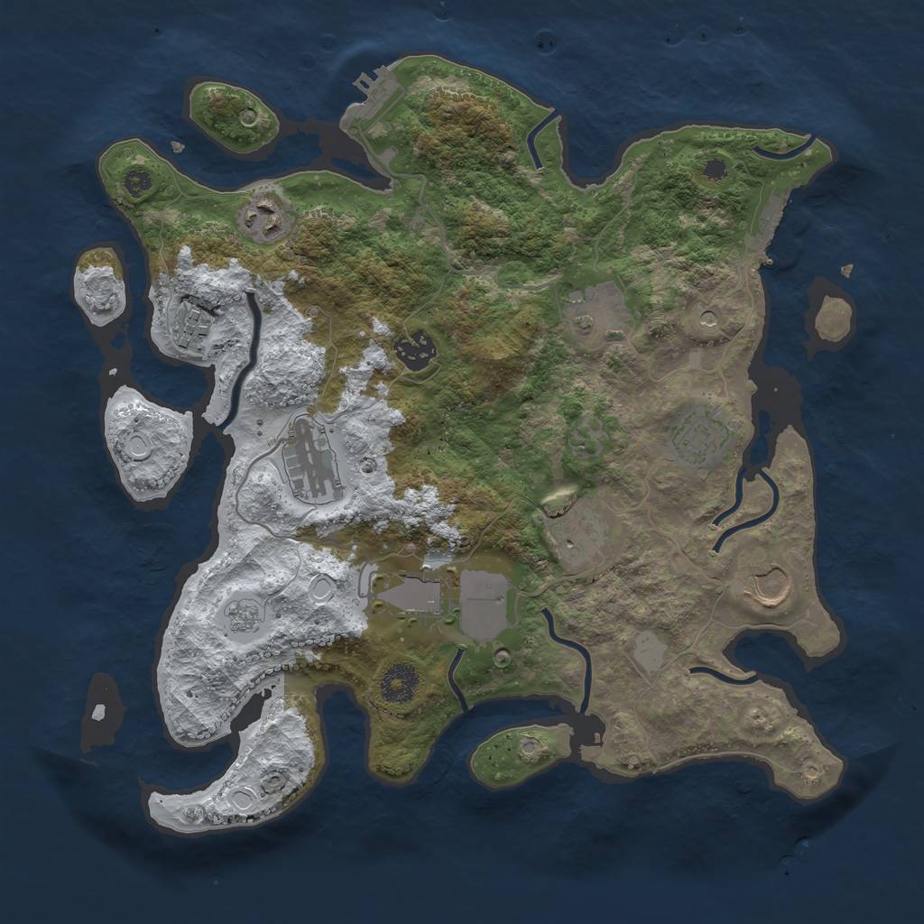 Rust Map: Procedural Map, Size: 3500, Seed: 1836491243, 18 Monuments
