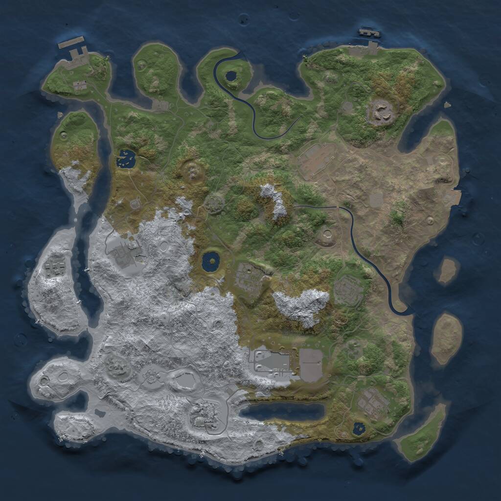 Rust Map: Procedural Map, Size: 3850, Seed: 92019391, 16 Monuments