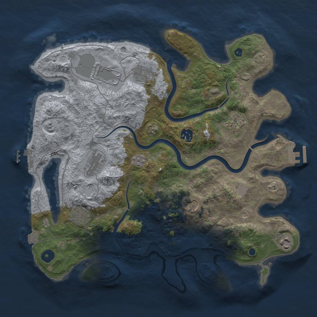 Rust Map: Procedural Map, Size: 3750, Seed: 1091203928, 15 Monuments