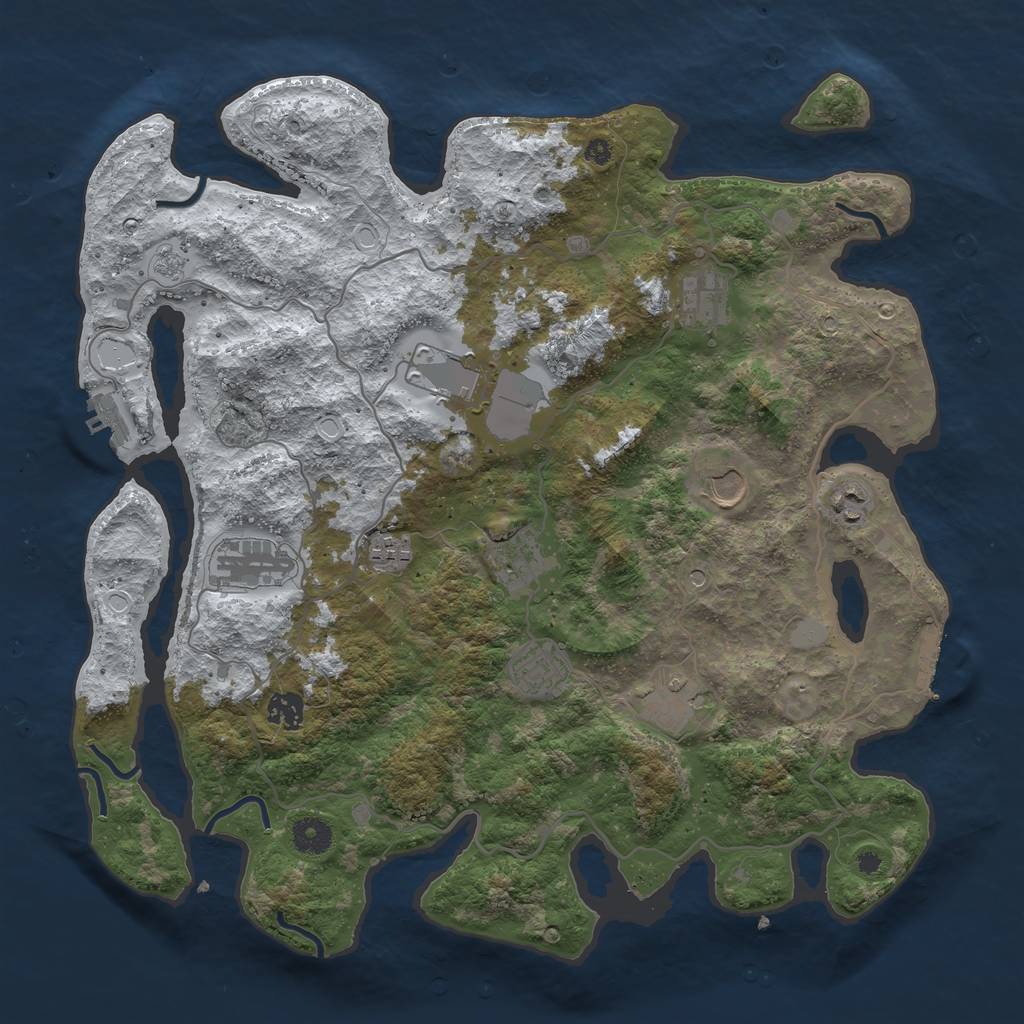 Rust Map: Procedural Map, Size: 4000, Seed: 1970047686, 19 Monuments