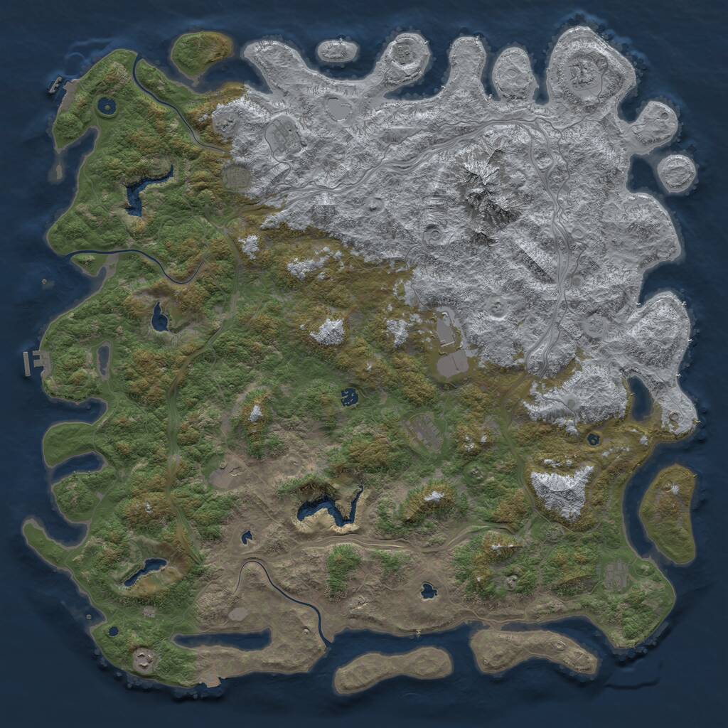Rust Map: Procedural Map, Size: 6000, Seed: 323994, 16 Monuments