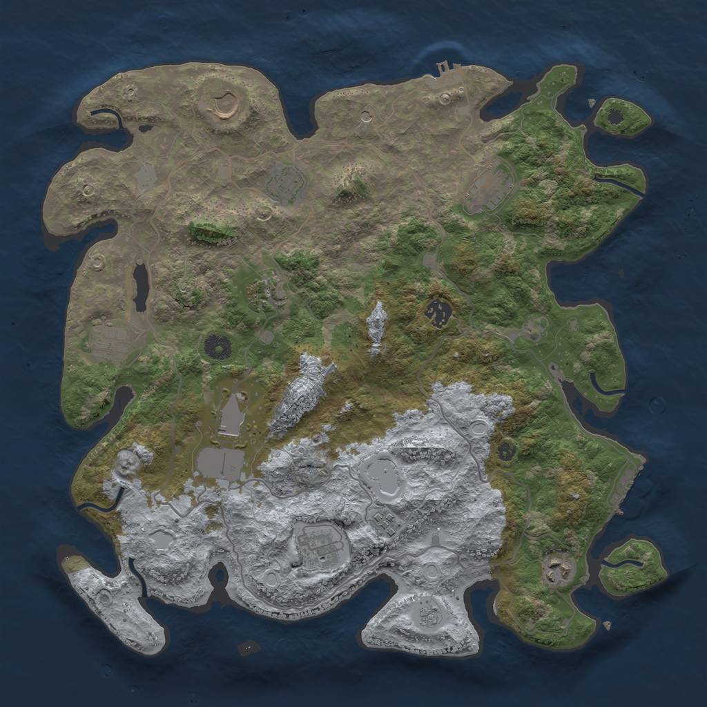 Rust Map: Procedural Map, Size: 4000, Seed: 878646165, 19 Monuments