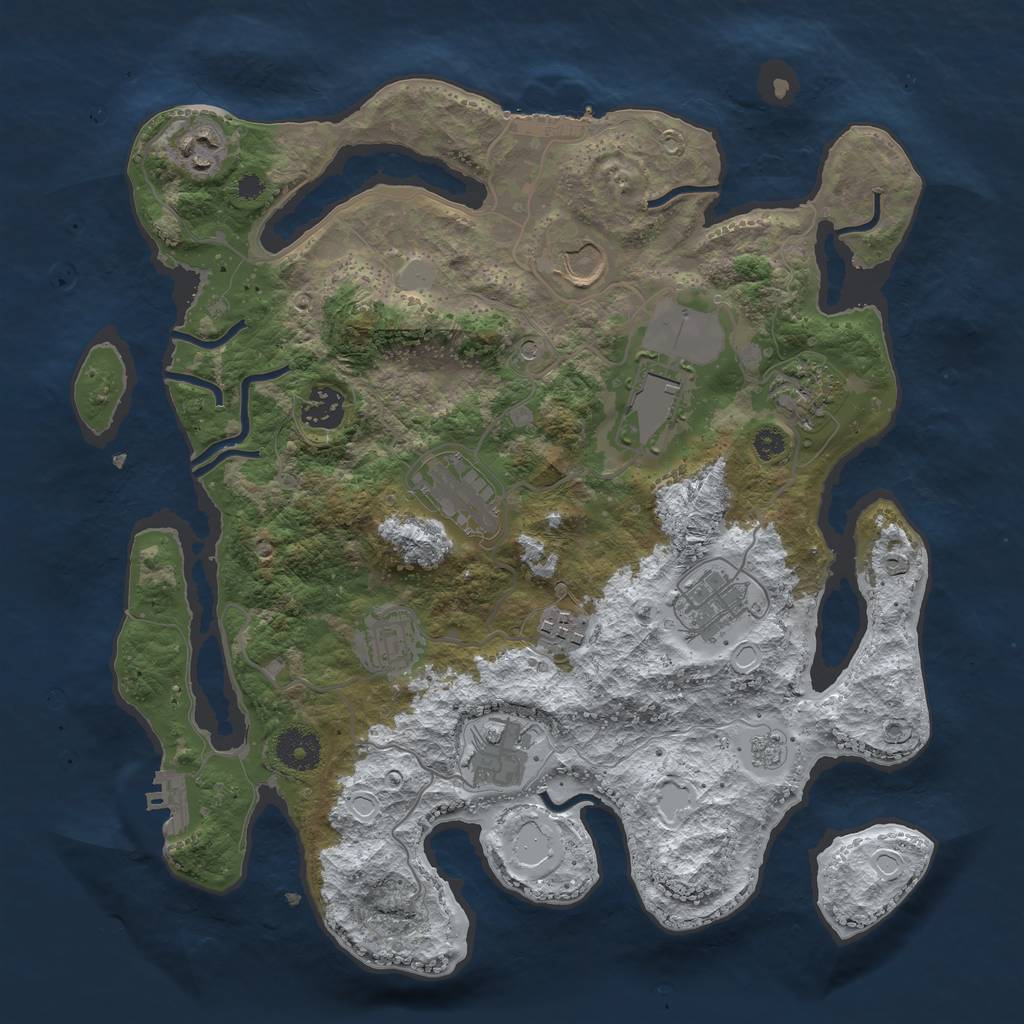 Rust Map: Procedural Map, Size: 3500, Seed: 1070208281, 19 Monuments