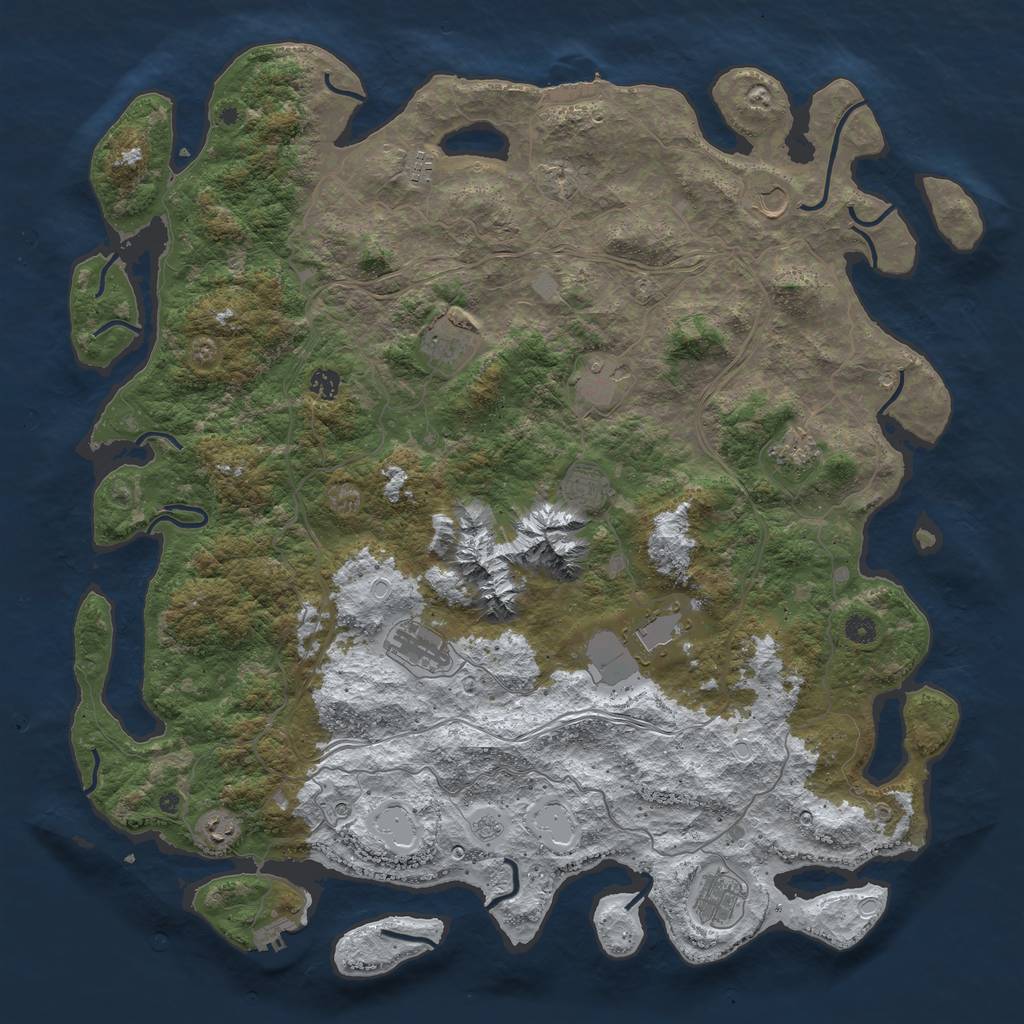 Rust Map: Procedural Map, Size: 5000, Seed: 517238351, 20 Monuments