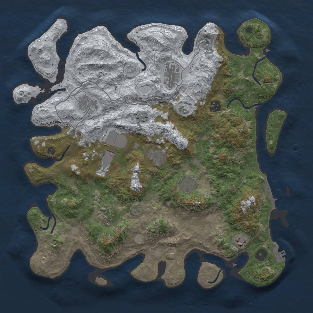 Rust Map: Procedural Map, Size: 4000, Seed: 1280420724, 18 Monuments