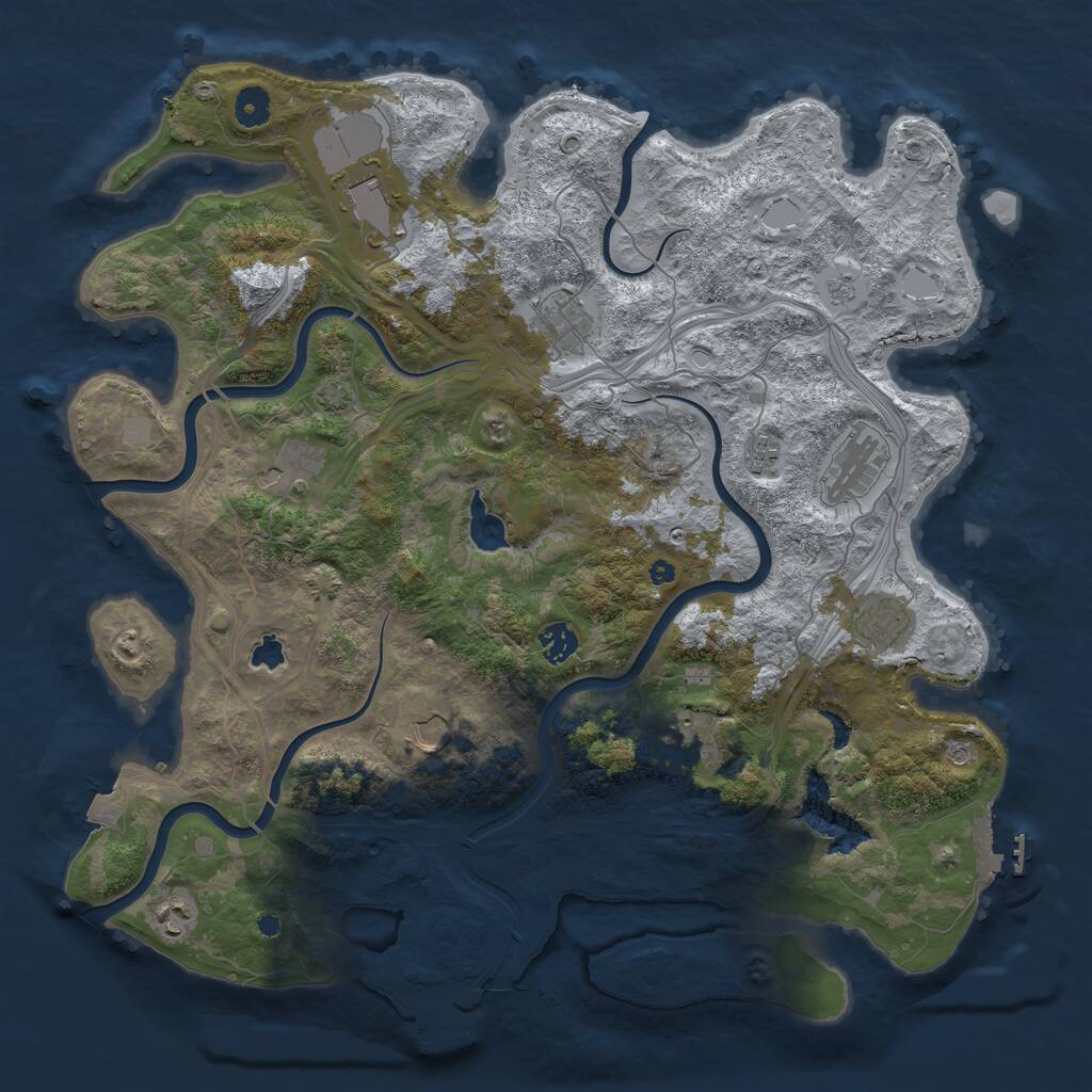 Rust Map: Procedural Map, Size: 4250, Seed: 611773515, 16 Monuments