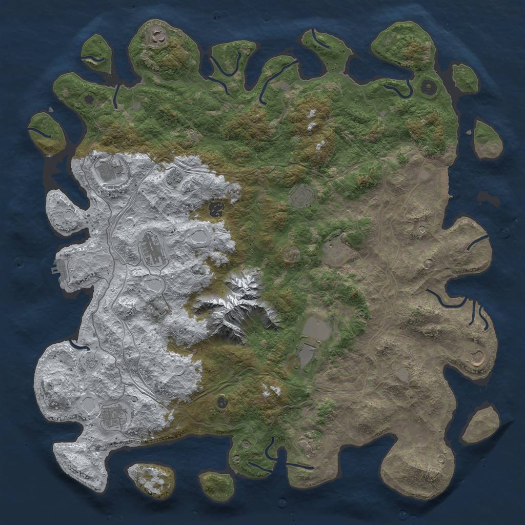 Rust Map: Procedural Map, Size: 5000, Seed: 9897854, 20 Monuments