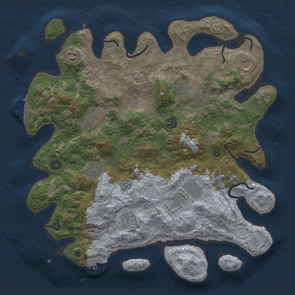 Rust Map: Procedural Map, Size: 4000, Seed: 4568135, 16 Monuments