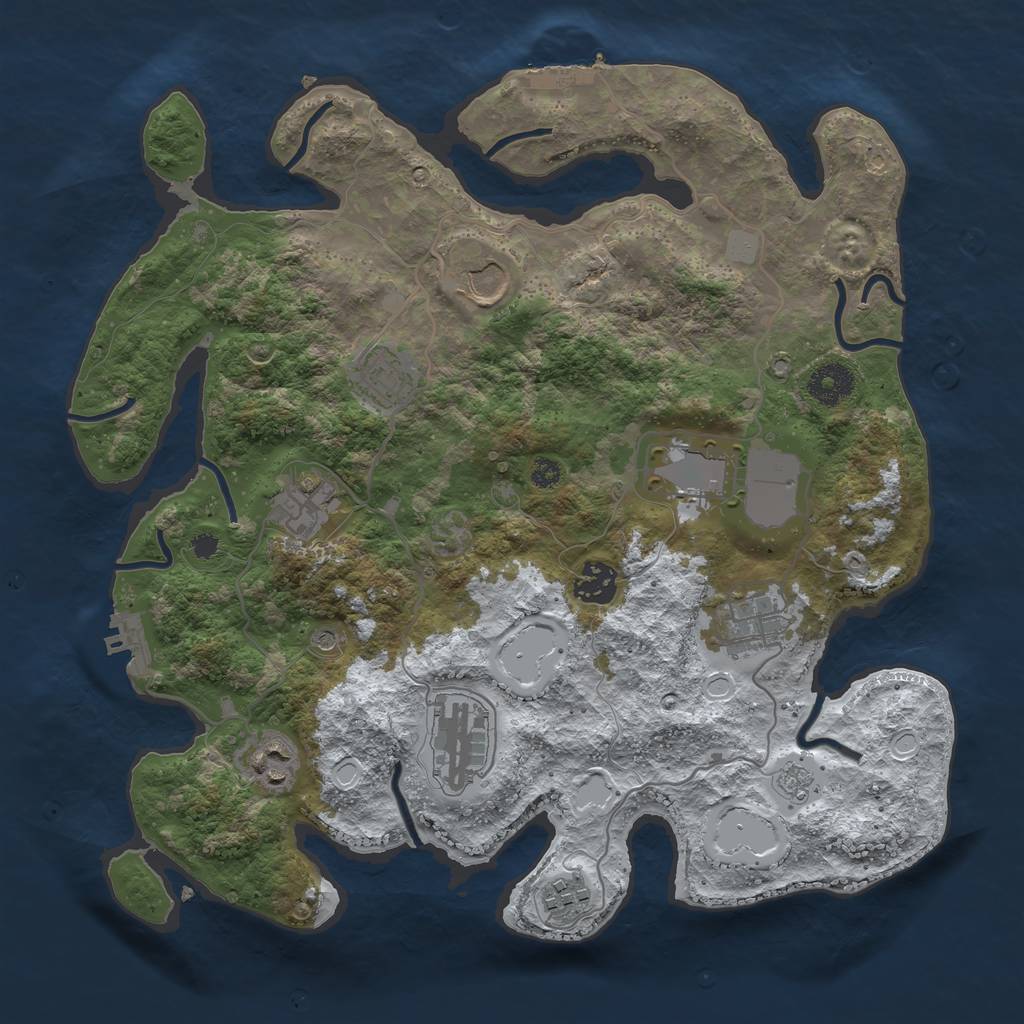 Rust Map: Procedural Map, Size: 3500, Seed: 430121736, 18 Monuments