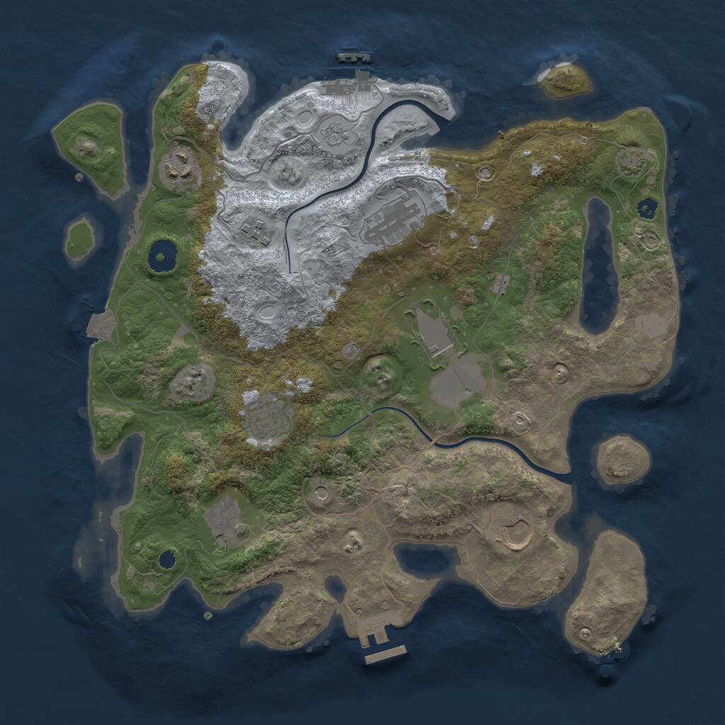 Rust Map: Procedural Map, Size: 3500, Seed: 494534809, 13 Monuments