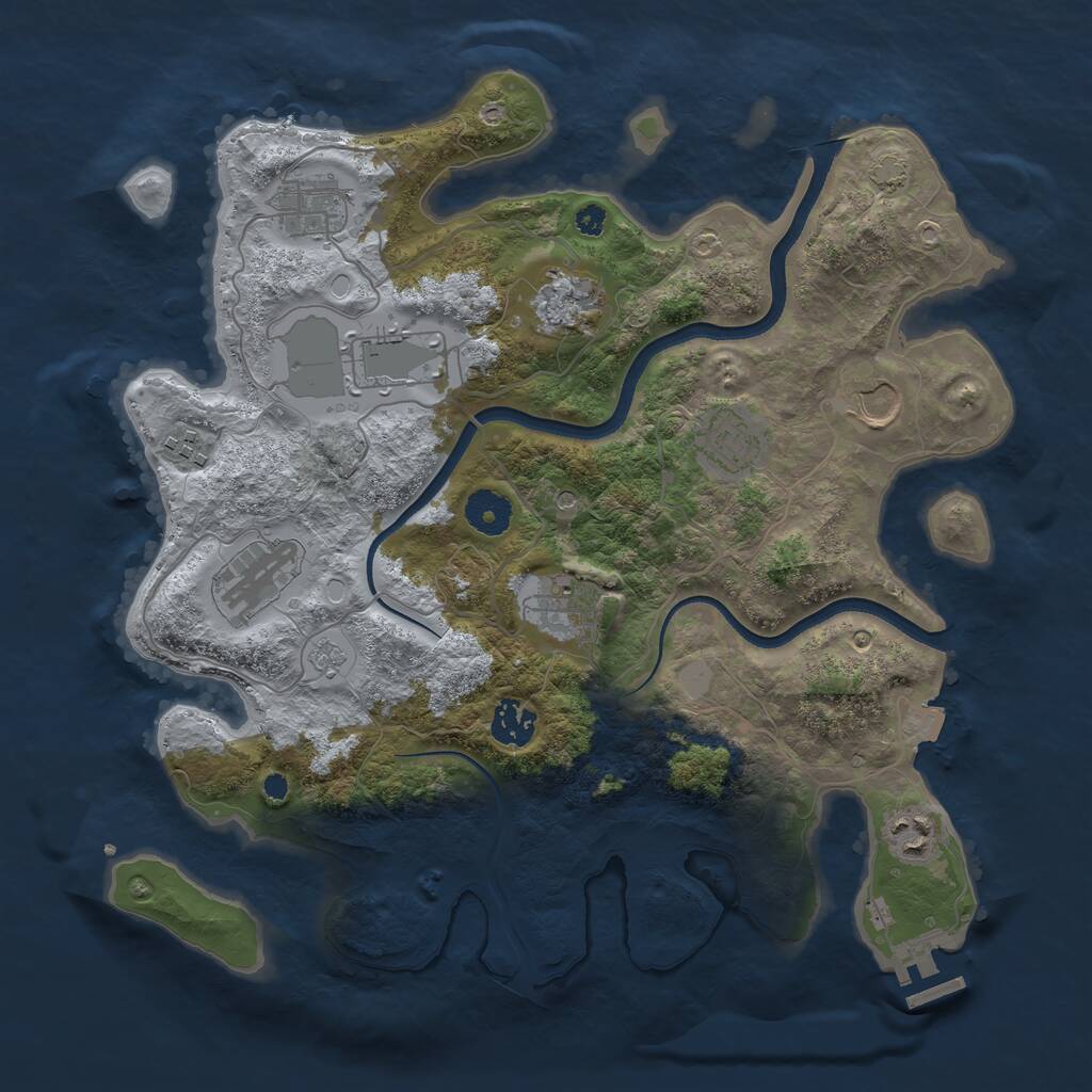 Rust Map: Procedural Map, Size: 3600, Seed: 2048, 15 Monuments