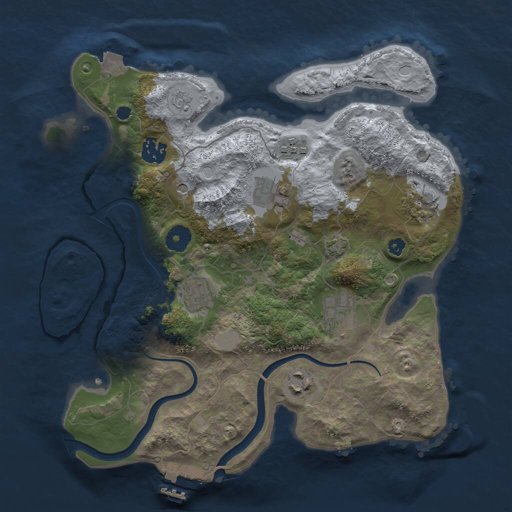 Rust Map: Procedural Map, Size: 3000, Seed: 1355647969, 12 Monuments
