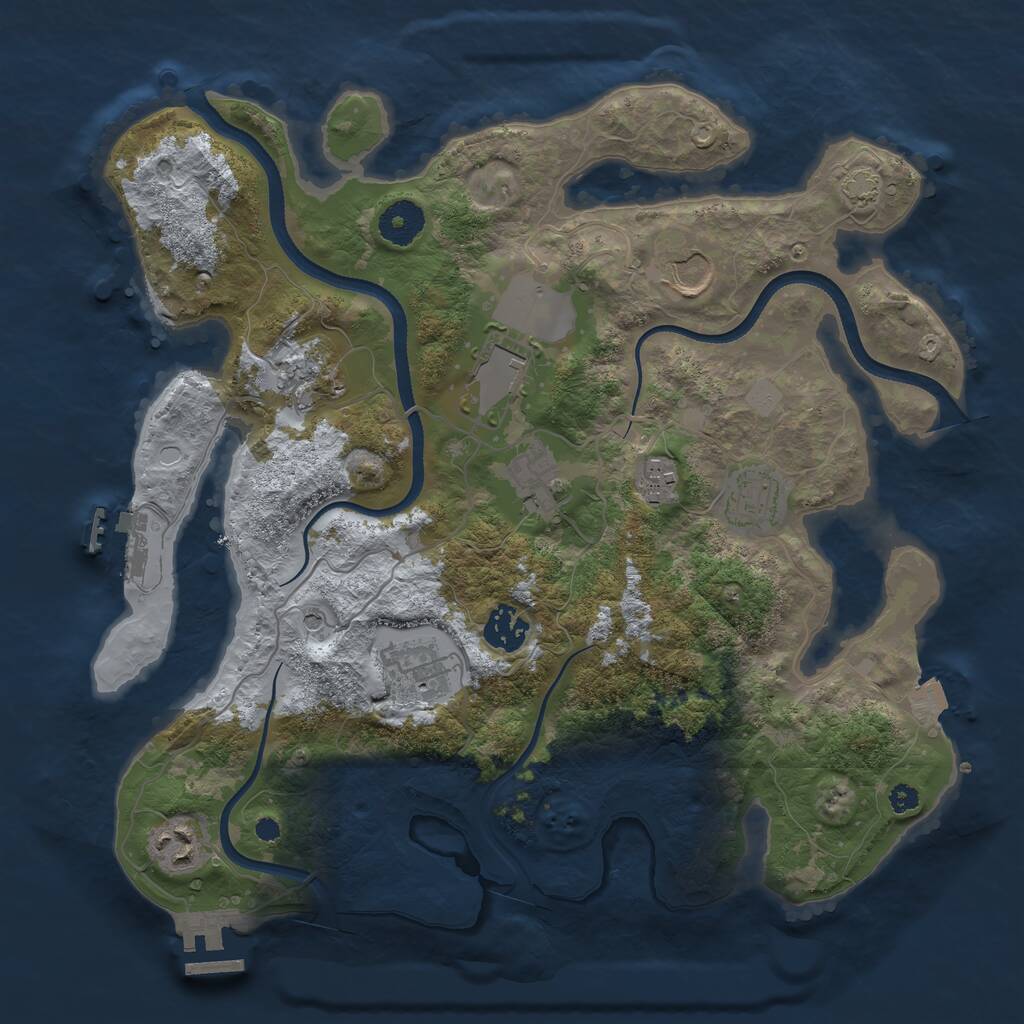 Rust Map: Procedural Map, Size: 3500, Seed: 1006858215, 14 Monuments