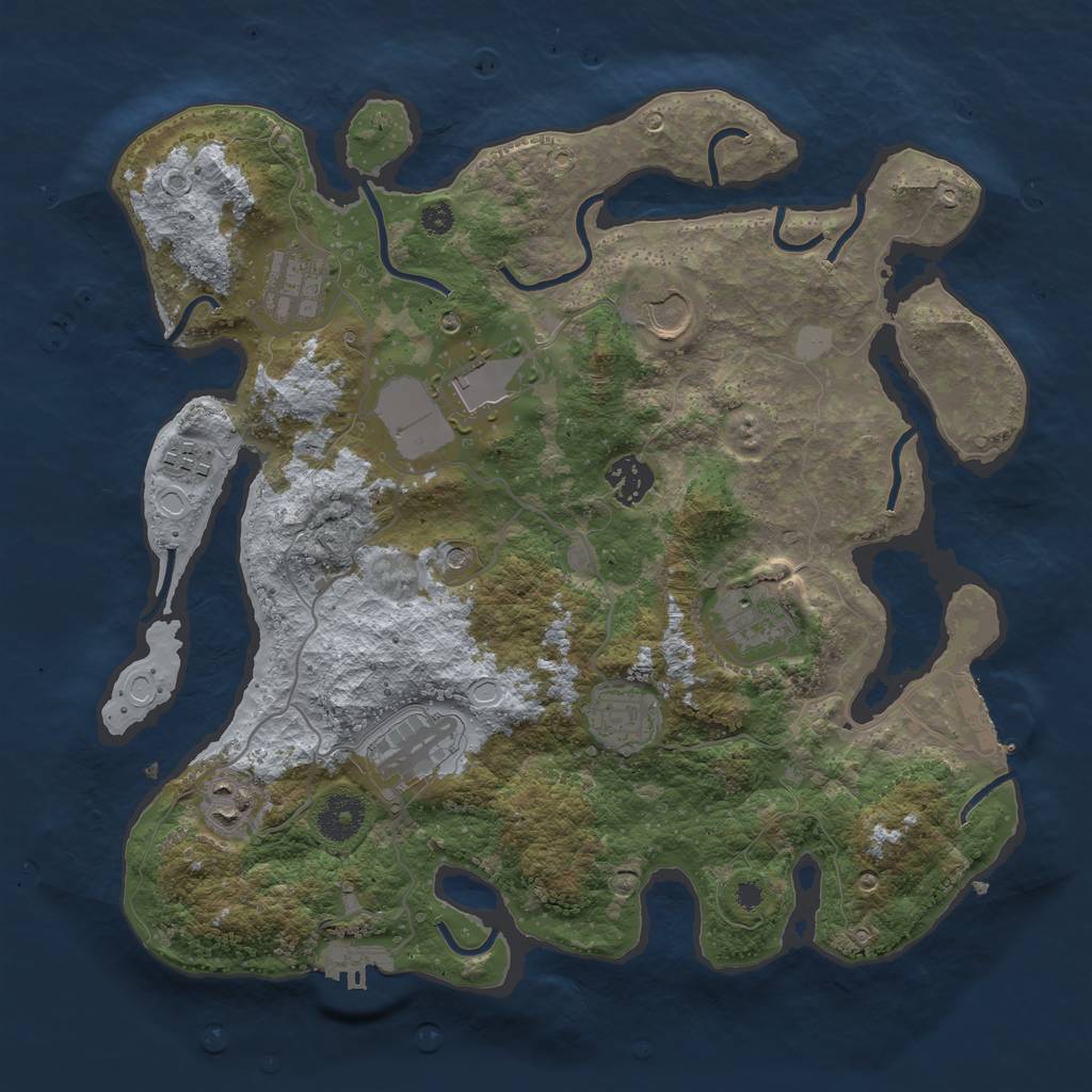 Rust Map: Procedural Map, Size: 3500, Seed: 1006858215, 17 Monuments
