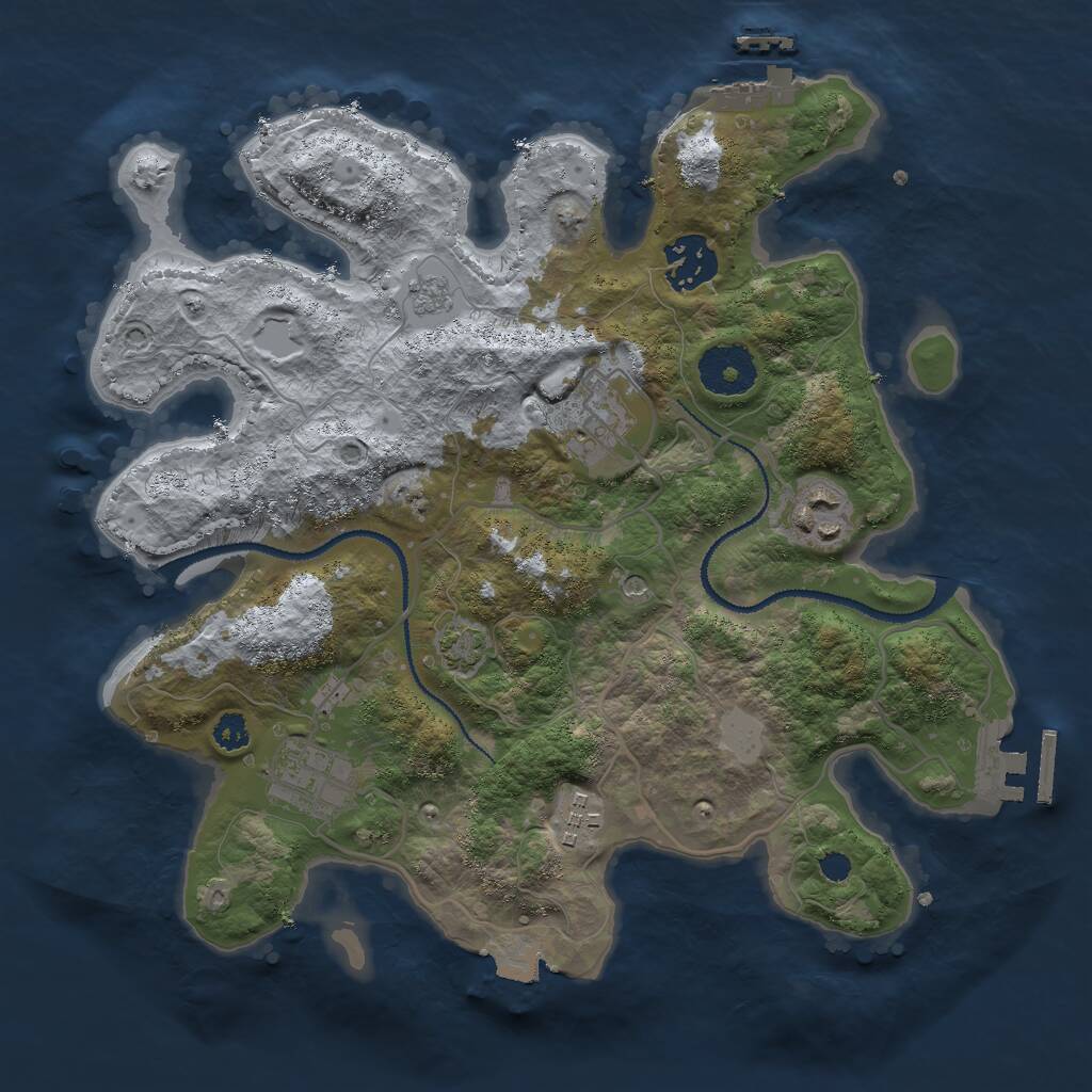 Rust Map: Procedural Map, Size: 3000, Seed: 484163854, 11 Monuments