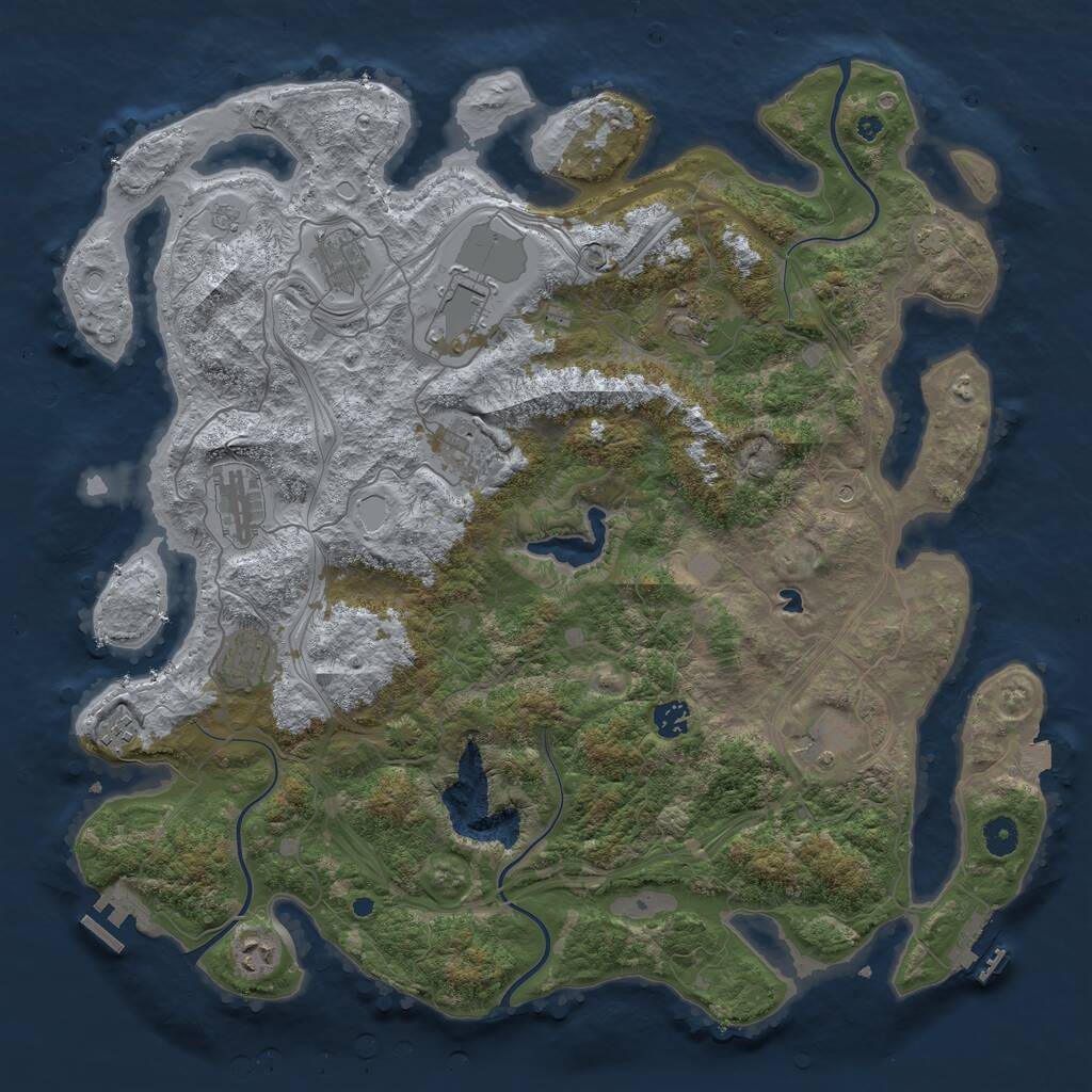 Rust Map: Procedural Map, Size: 4400, Seed: 945816315, 16 Monuments