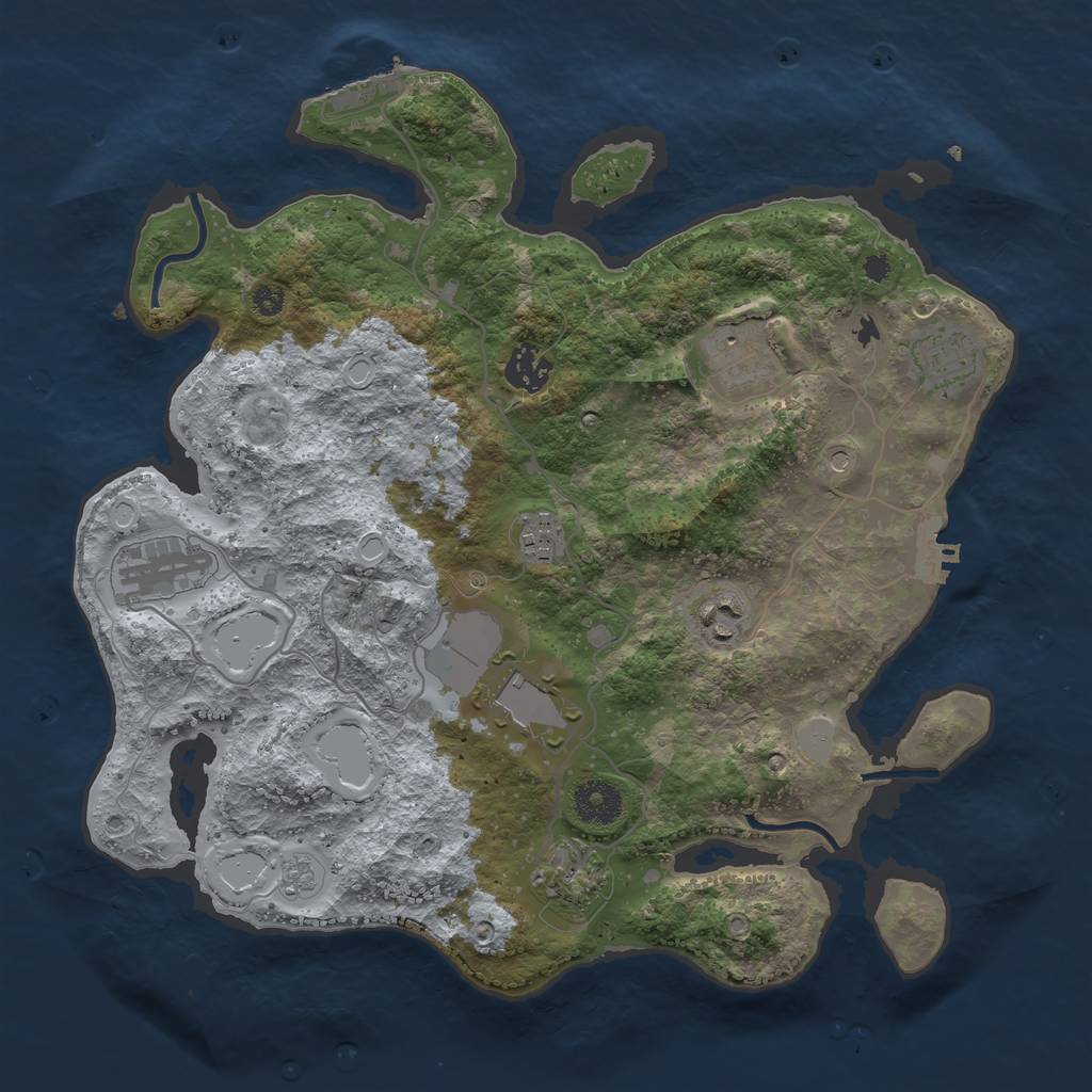 Rust Map: Procedural Map, Size: 3500, Seed: 370395621, 17 Monuments