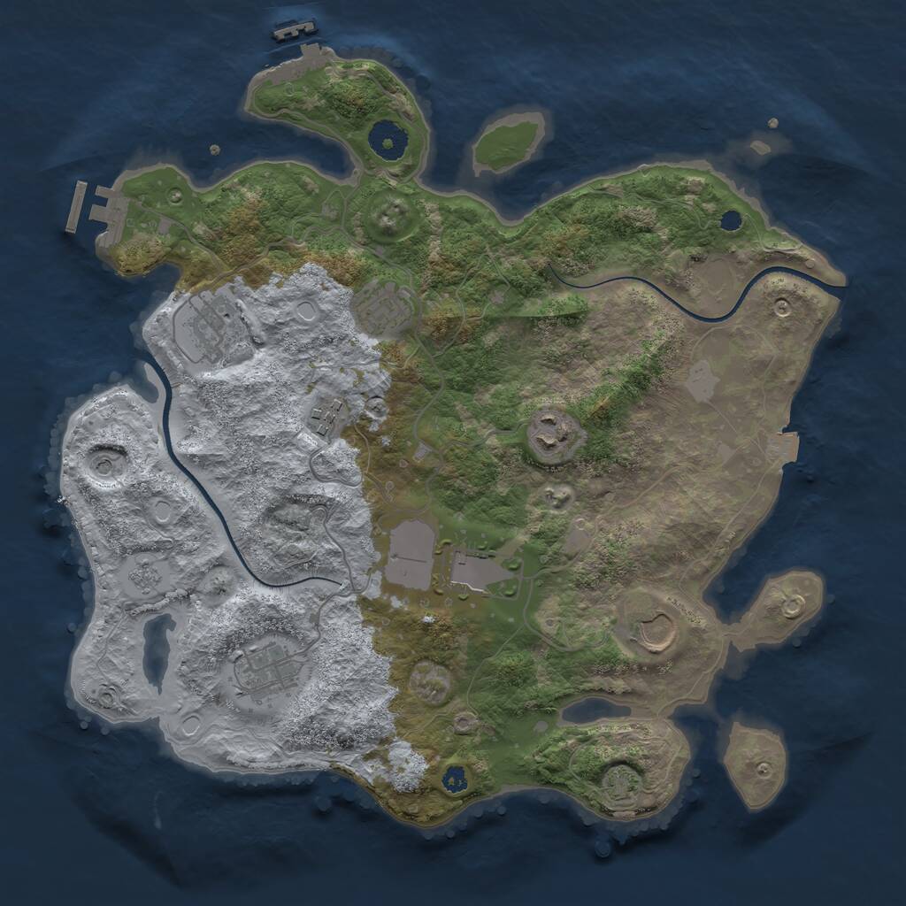 Rust Map: Procedural Map, Size: 3500, Seed: 370395621, 13 Monuments