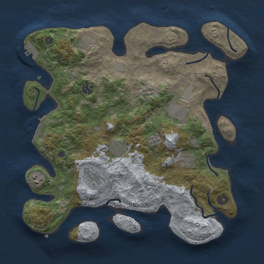 Rust Map: Procedural Map, Size: 3500, Seed: 152875245, 15 Monuments