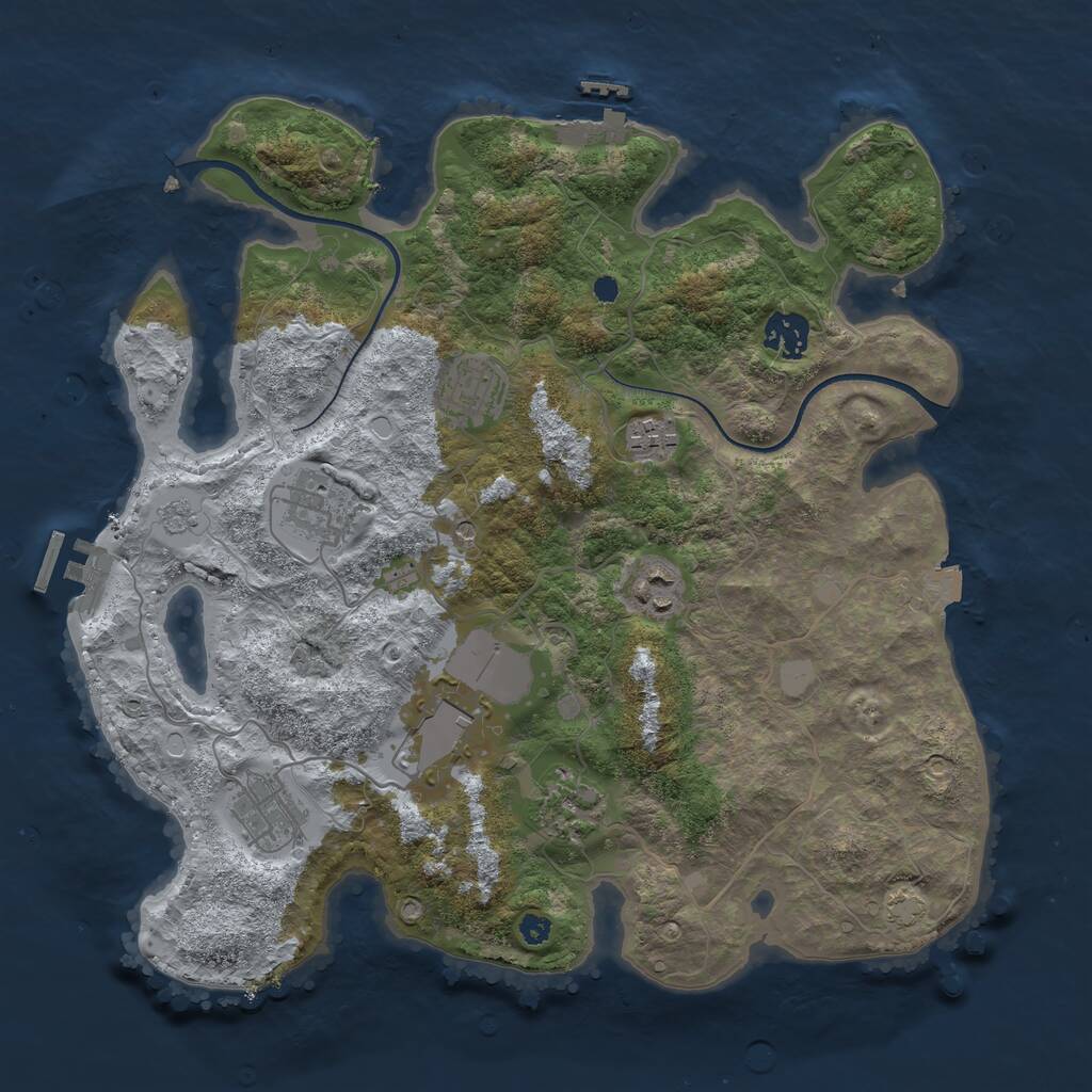 Rust Map: Procedural Map, Size: 3500, Seed: 121315425, 14 Monuments