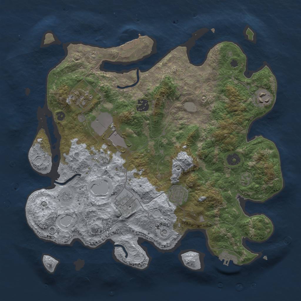 Rust Map: Procedural Map, Size: 3500, Seed: 1619838537, 15 Monuments