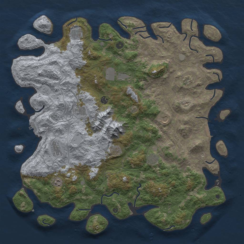 Rust Map: Procedural Map, Size: 5000, Seed: 1694163058, 20 Monuments