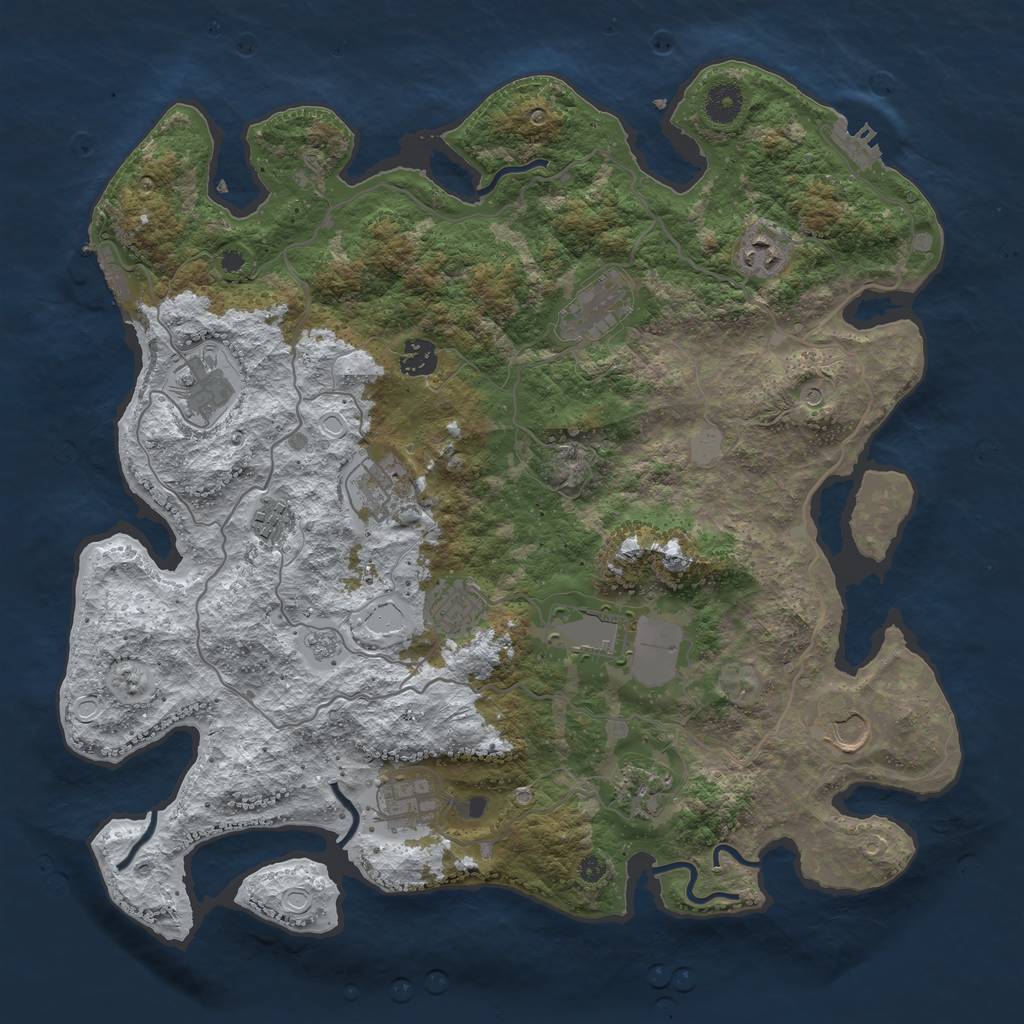 Rust Map: Procedural Map, Size: 4000, Seed: 1789639887, 20 Monuments