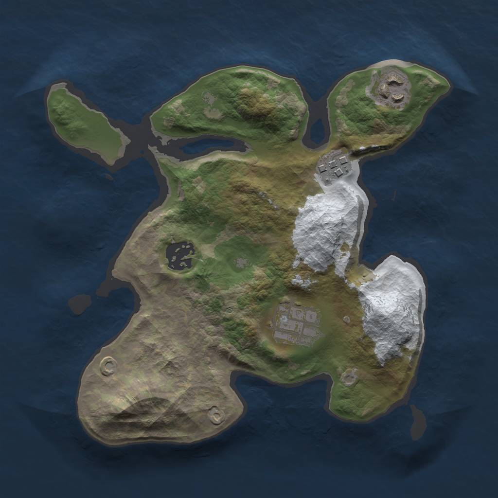 Rust Map: Barren, Size: 2500, Seed: 53467, 6 Monuments