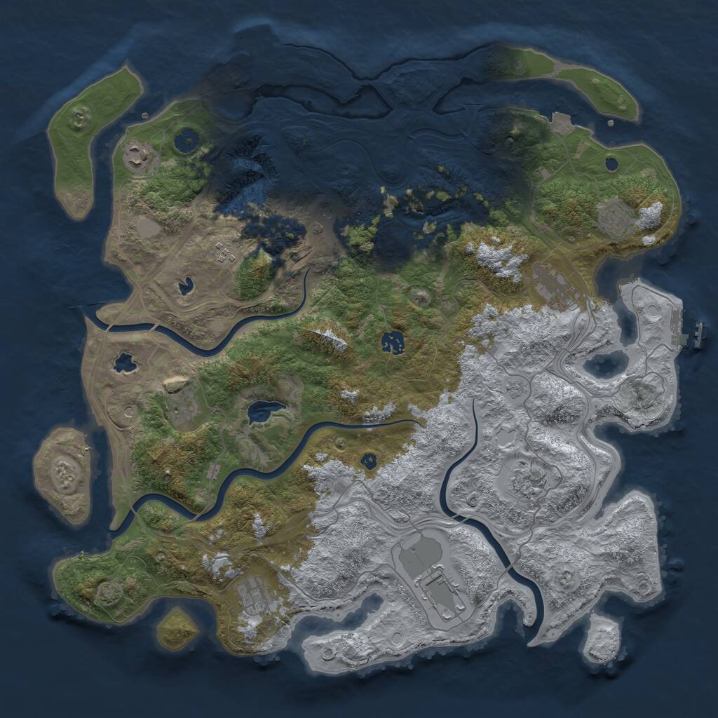 Rust Map: Procedural Map, Size: 4500, Seed: 955179657, 16 Monuments
