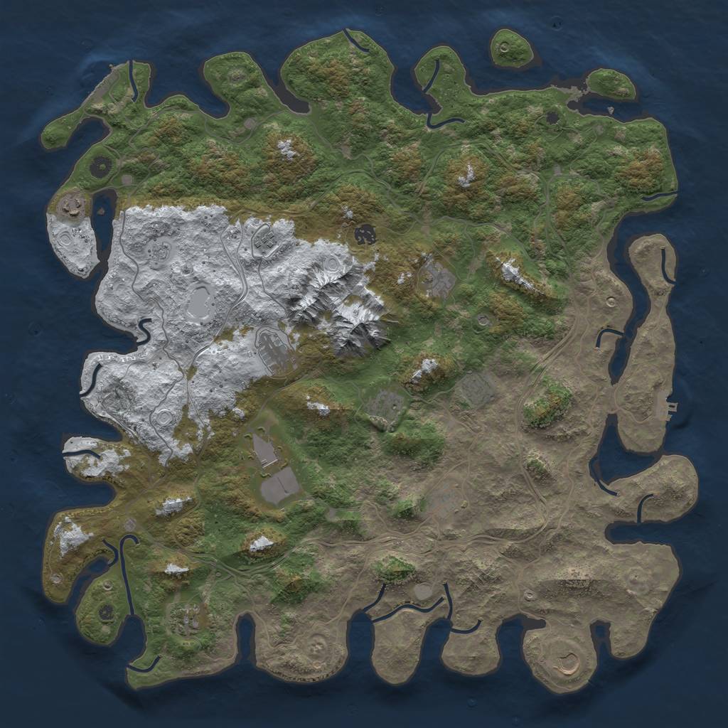 Rust Map: Procedural Map, Size: 5000, Seed: 7686873, 20 Monuments