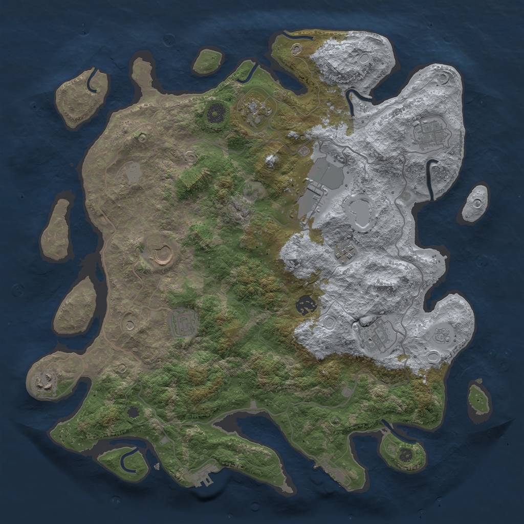 Rust Map: Procedural Map, Size: 4000, Seed: 1142761371, 18 Monuments
