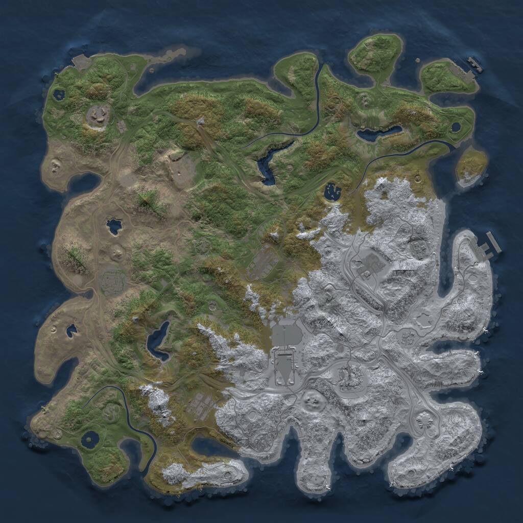 Rust Map: Procedural Map, Size: 4500, Seed: 866557675, 16 Monuments