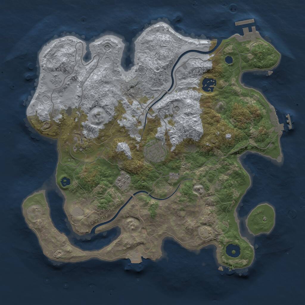 Rust Map: Procedural Map, Size: 3200, Seed: 45, 10 Monuments