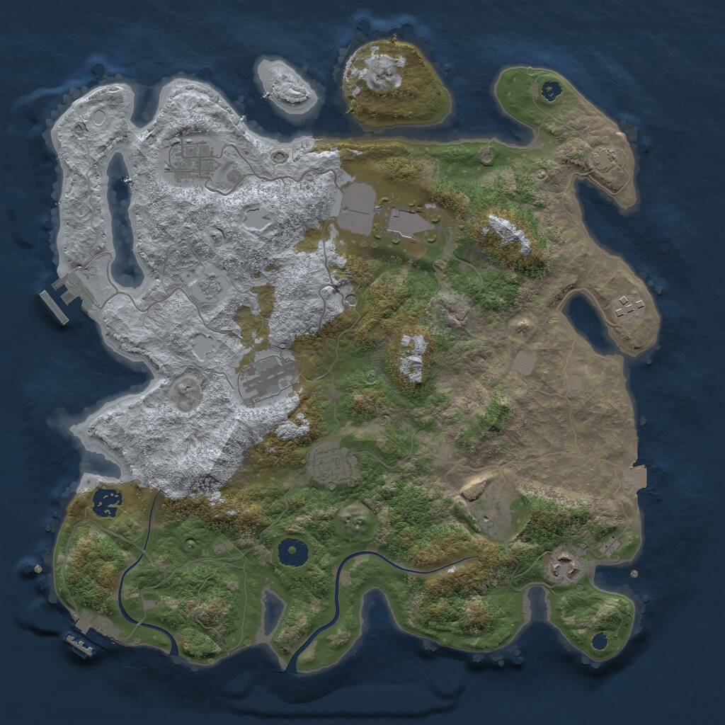 Rust Map: Procedural Map, Size: 3700, Seed: 94691078, 14 Monuments