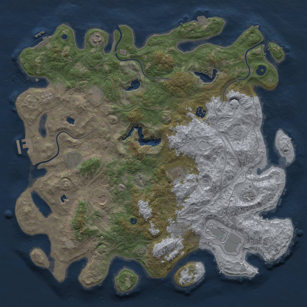 Rust Map: Procedural Map, Size: 4500, Seed: 376226065, 16 Monuments
