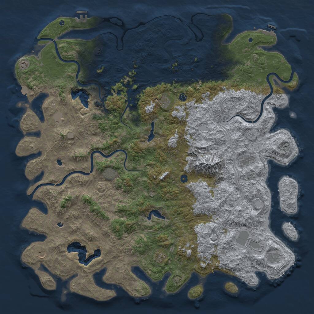 Rust Map: Procedural Map, Size: 6000, Seed: 1298032498, 17 Monuments