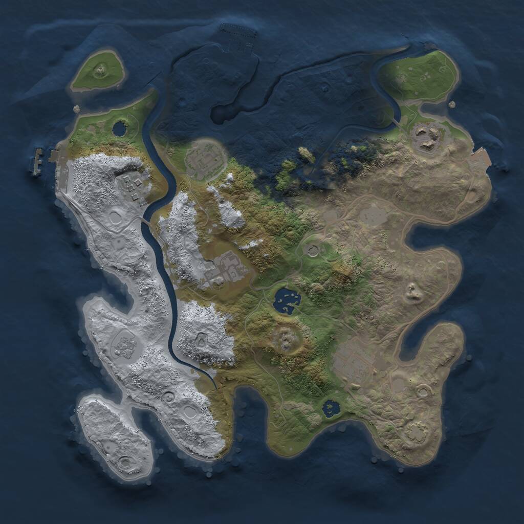 Rust Map: Procedural Map, Size: 3000, Seed: 842439452, 12 Monuments