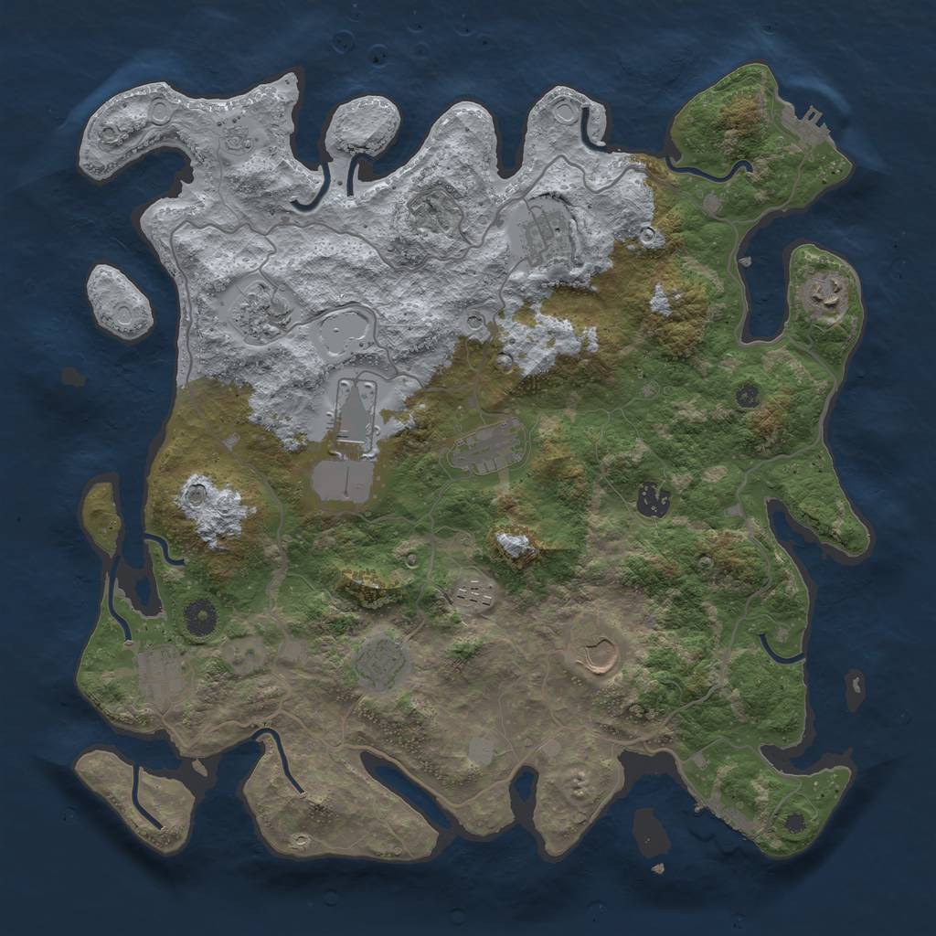 Rust Map: Procedural Map, Size: 4000, Seed: 779778651, 19 Monuments
