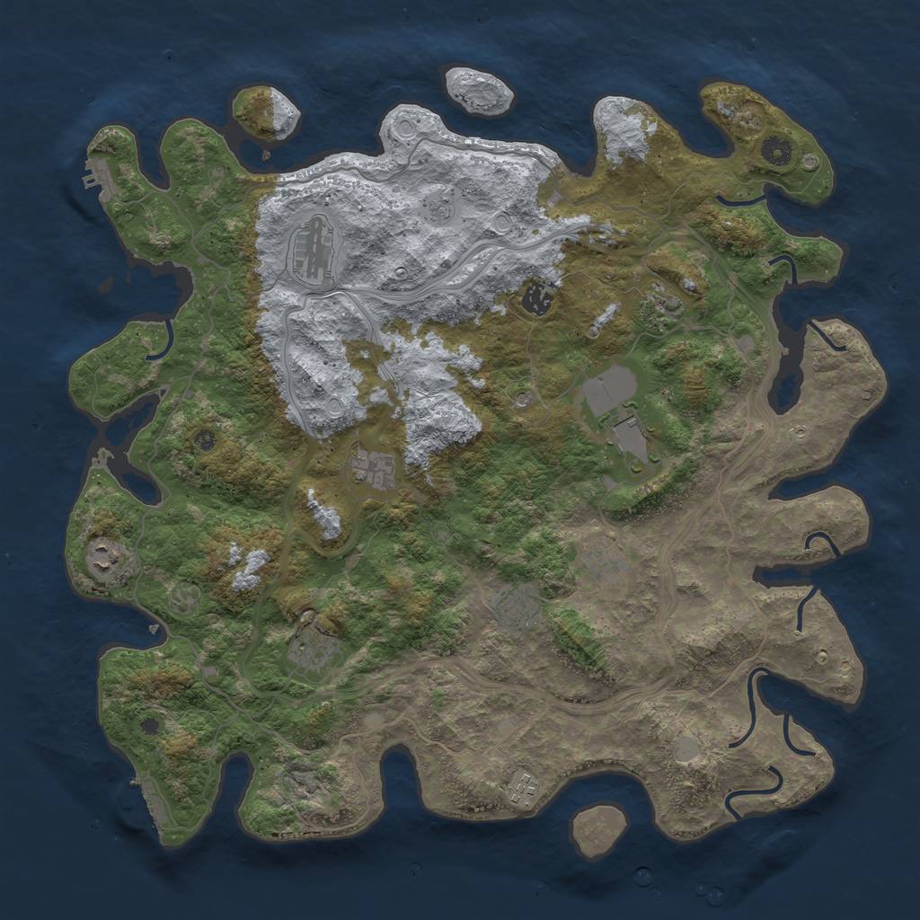 Rust Map: Procedural Map, Size: 4500, Seed: 1305714781, 19 Monuments