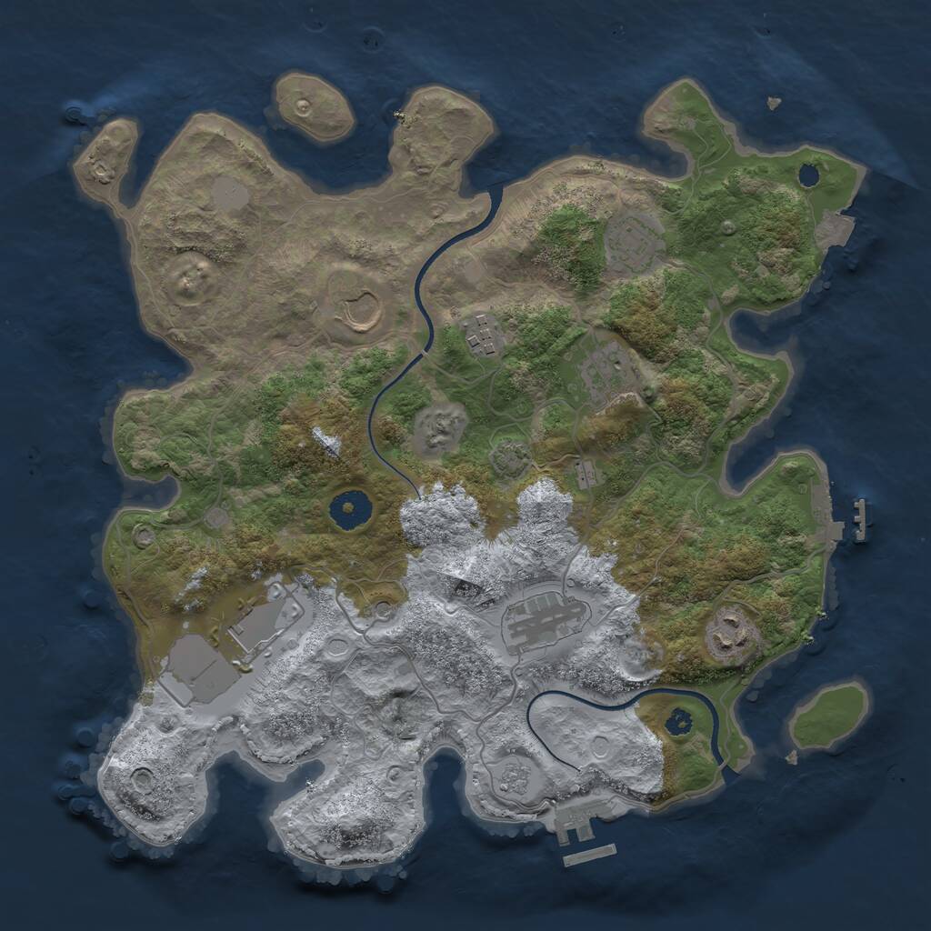Rust Map: Procedural Map, Size: 3500, Seed: 1101056368, 13 Monuments