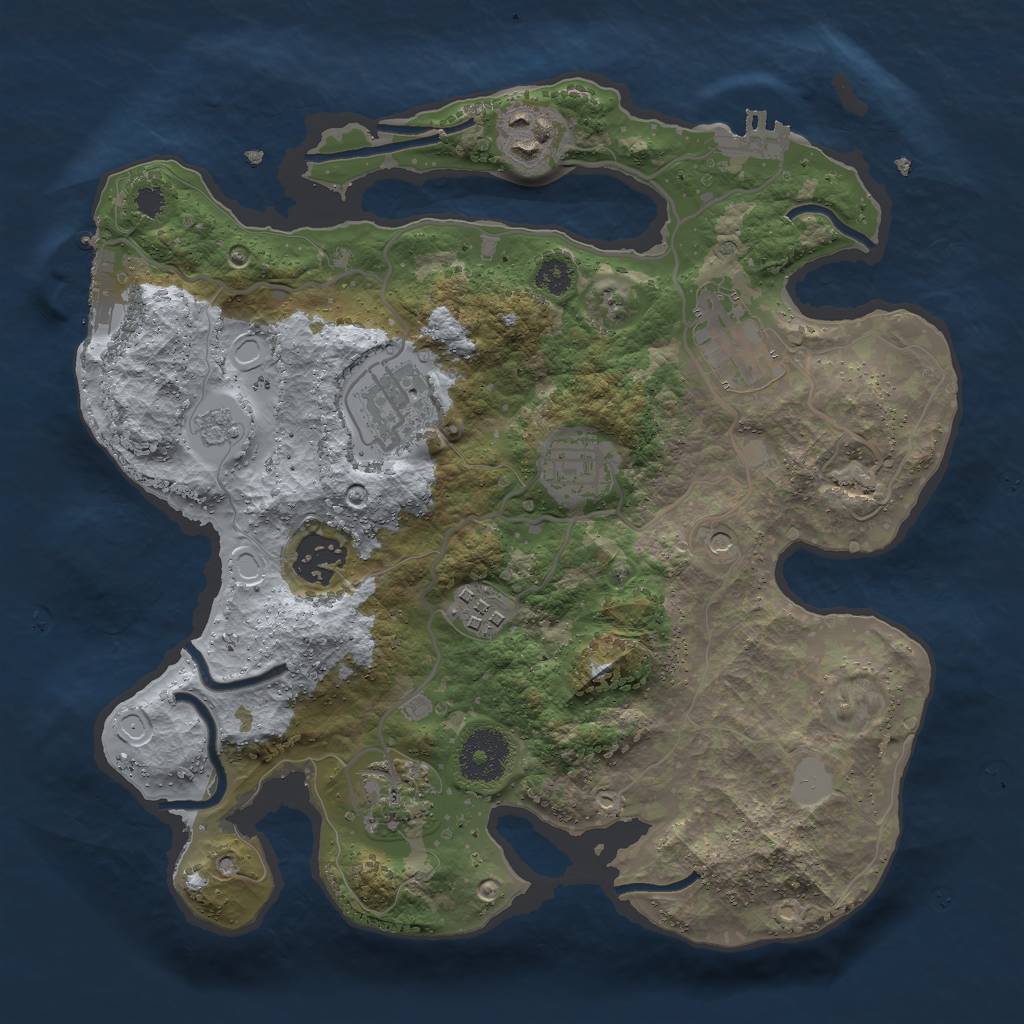 Rust Map: Procedural Map, Size: 3000, Seed: 1747733371, 14 Monuments