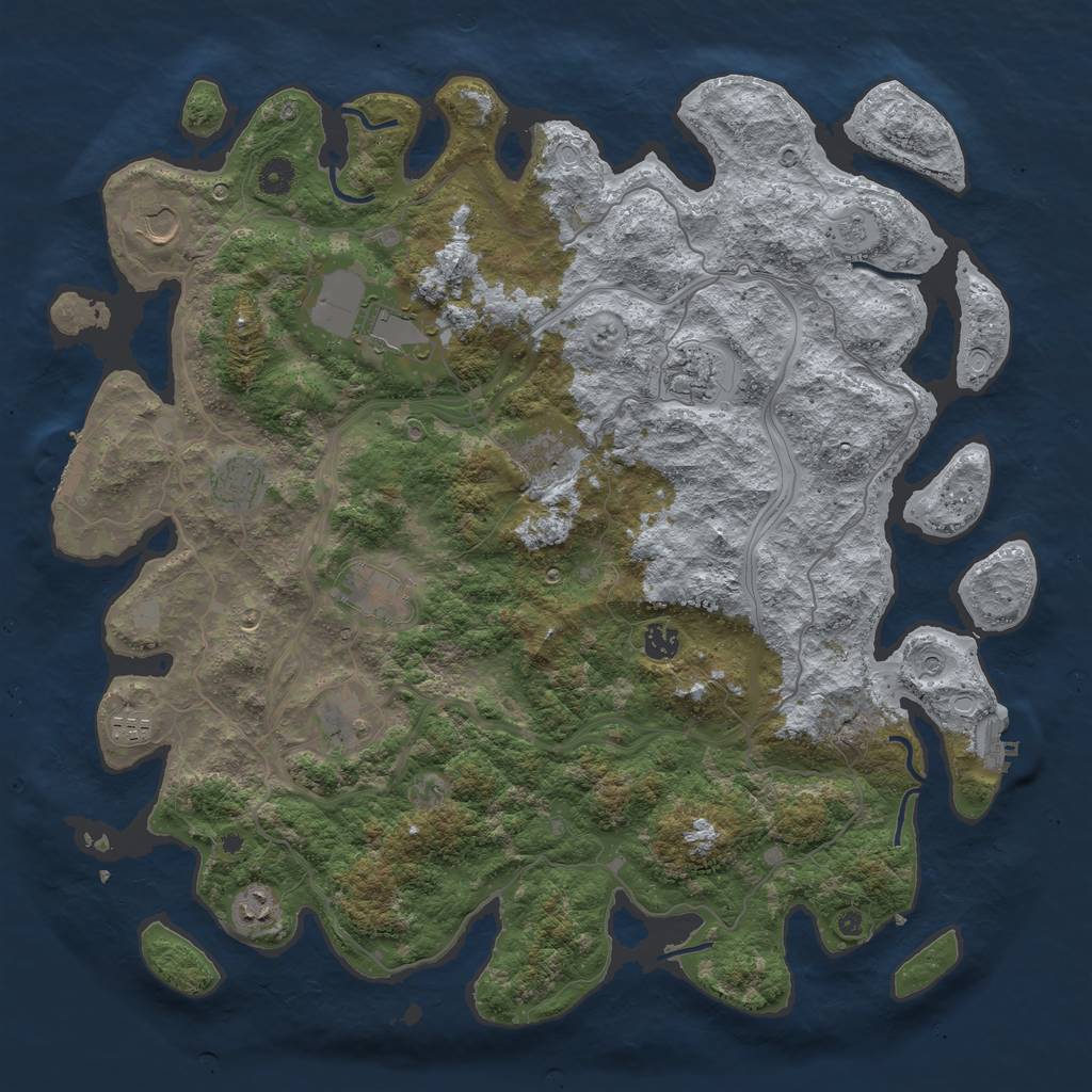 Rust Map: Procedural Map, Size: 4500, Seed: 822325615, 19 Monuments